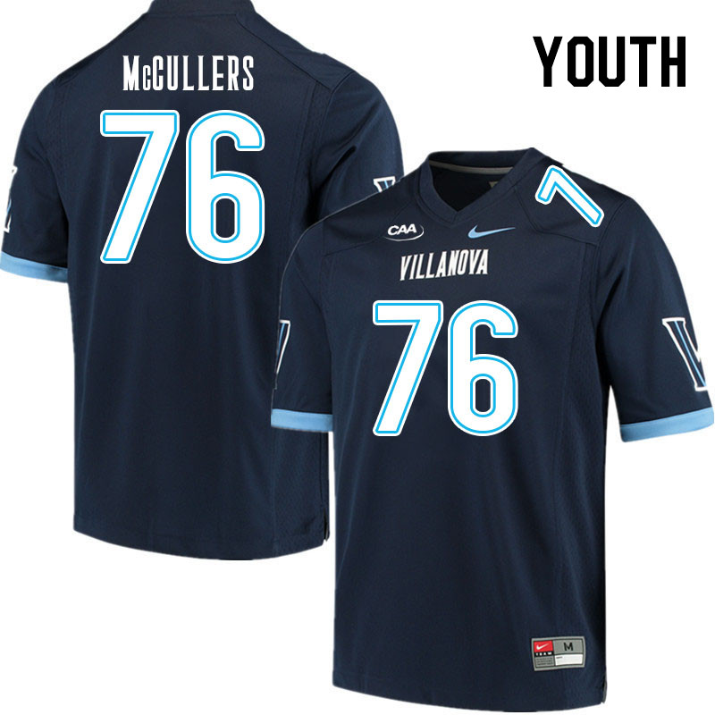 Youth #76 Chris McCullers Villanova Wildcats College Football Jerseys Stitched Sale-Navy - Click Image to Close